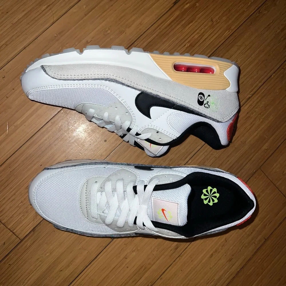 New Nike Air Max 90 SE "Swoosh Fiber" White Black Sesame DV3335-100 Men's 10 - Picture 4 of 10